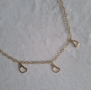 coquette Y2k gold stainless steel necklace with 3 hearts