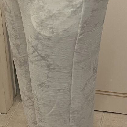 White wide-leg pants with elastic waist and drawstring, size L-XL