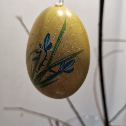 Collection of six used handmade eggs with painting and carvings