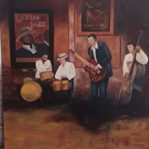 Latin Jazz Collection set of 2 paintings 90×90 cm new