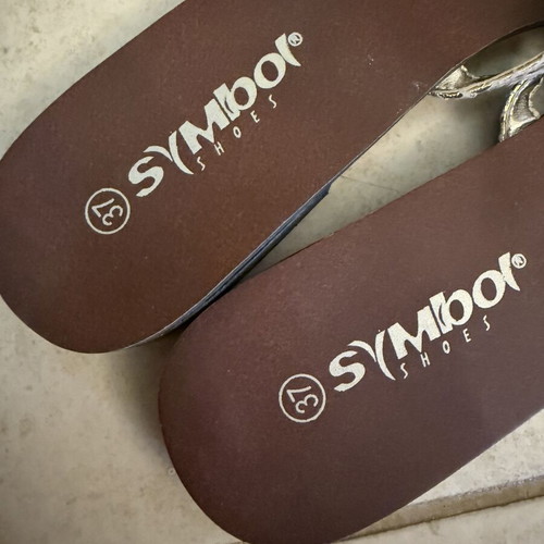 Symbol women's sandals like new, size 37, gold with rhinestones