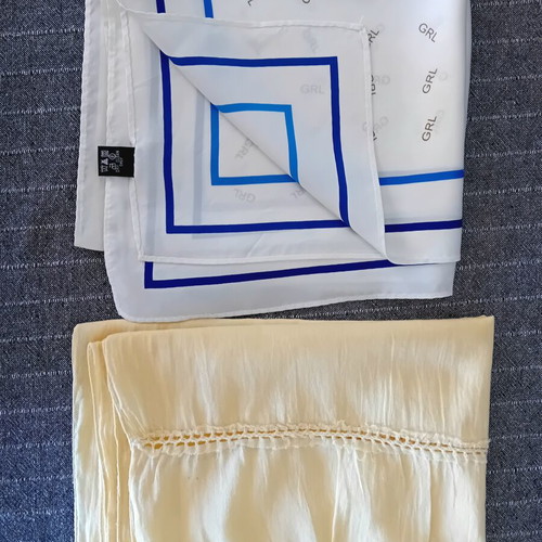 Two women's scarves, one silk, like new