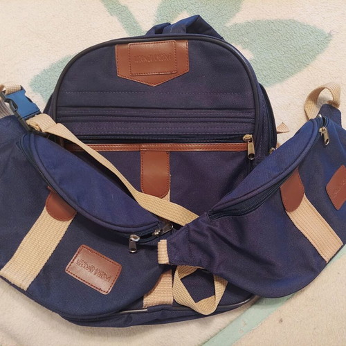 Lorenzo Cabrini bag and pouches collection like new, blue and brown