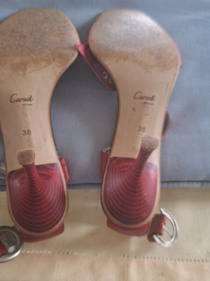 Carad Shoes red sandals used, 8cm heel size 38