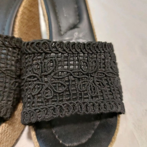 Platform sandals with knitted band black, comfortable, size 40
