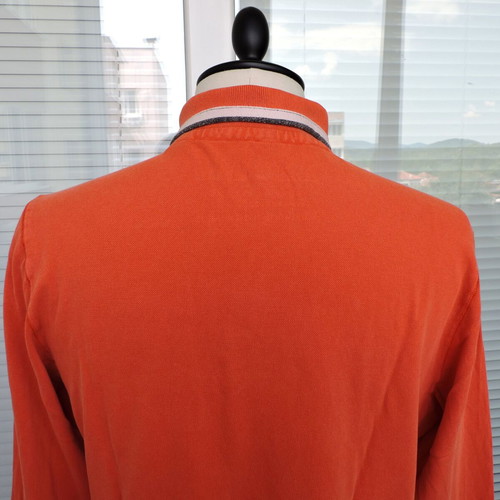 Napapijri Mens Graphic Long Sleeve Polo Shirt used, size L, orange