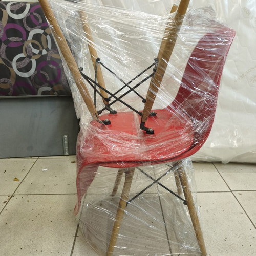 Dining set used with black table 80x120, 4 red chairs and bookshelf