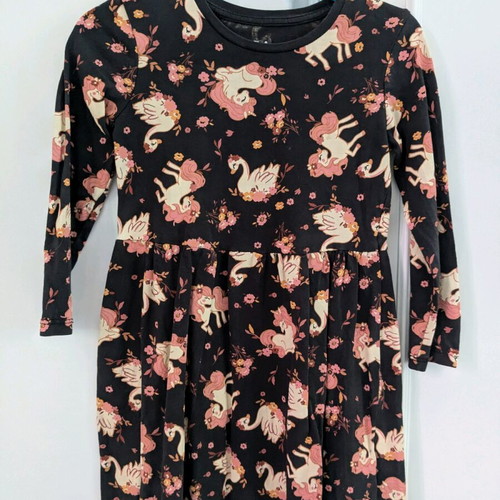 C&A dress with horses like new, black, size 110 cm for 5 years old