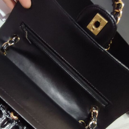 Chanel shoulder bag, black alligator leather