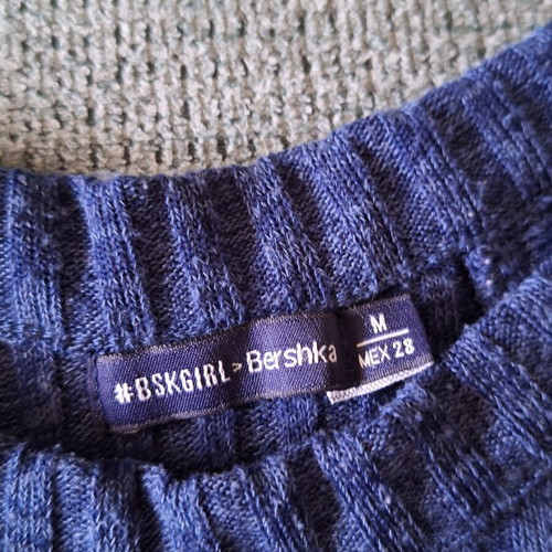 Bershka ribbed knit halter neck crop top dark blue melange like new