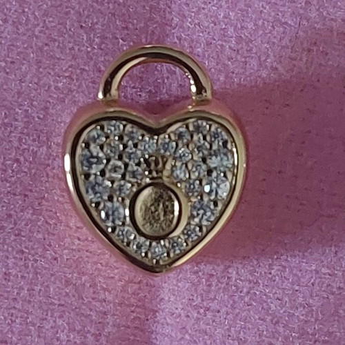 Charm stopper heart new, gold color with white zirconia and Pandora logo