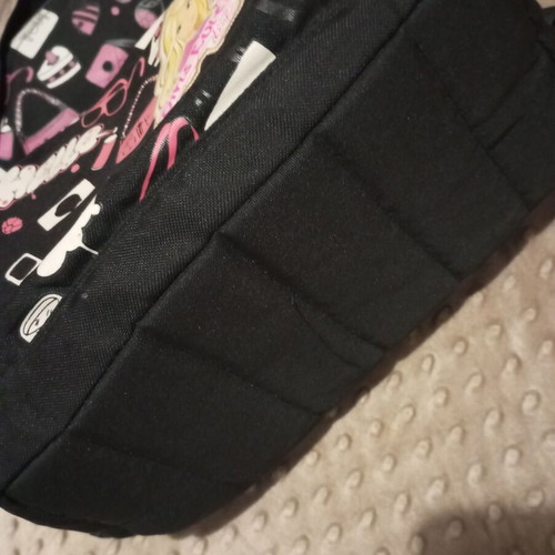 Backpack used with Barbie print, black and pink