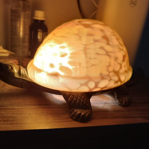 Turtle lamp antique, electric, 20 cm long, 11 cm high