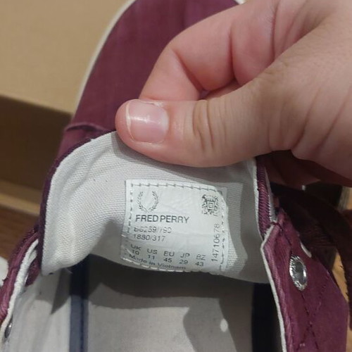 Fred Perry B6259 men's sneakers used, burgundy, size 45