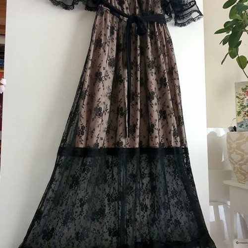 Lynne lace long dress new, black, size M