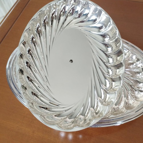 Silver-plated Fruit Bowl Cassetti Firenze 871 FI • Vintage Bell Cloche • 32x23cm • Display Condition