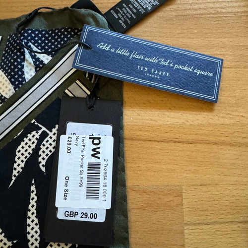 Silk Pocket Square Ted Baker London Green Size 30cm x 30cm intact