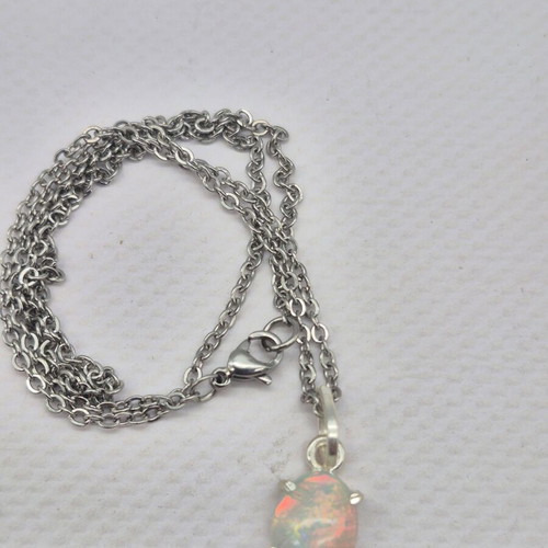 Ethiopian Opal Silver 925 Necklace new, 5 carat gemstone