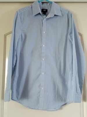 Striped men's shirt H&M slim fit size S like new, white and blue