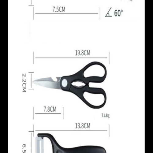 Knife set new, 6 pieces stainless steel with peeler and scissors
