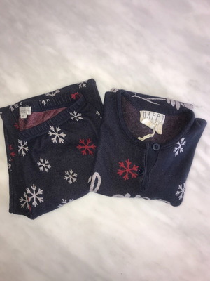 Happy People winter pajama set dark blue with Christmas designs like new