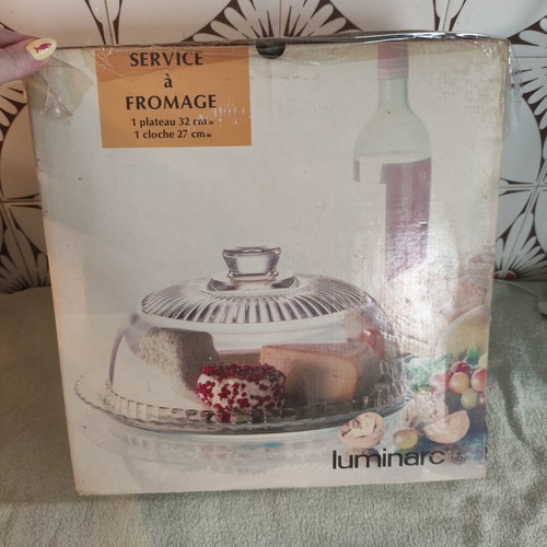 Vintage Luminarc France Glass Cheese and Dessert Presentation Set