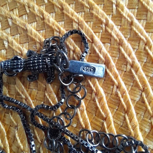 Diesel silver 925 small crocodile necklace, adjustable length