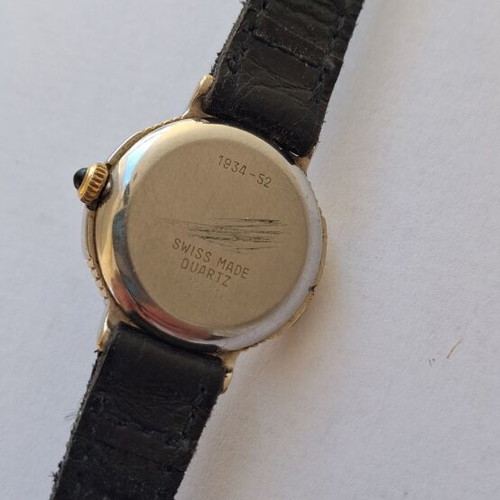 Favre Leuba Quartz watch used, black and gold, leather strap