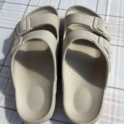 Slippers size 36 used, beige with minor wear