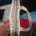 Silver handbag like new with large strap