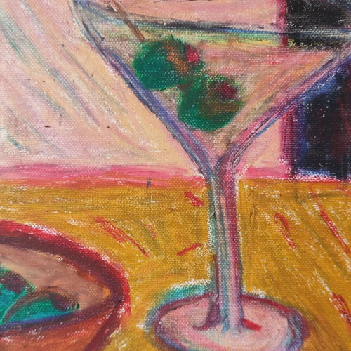 Martini Mood Original Oil Painting 40×30 cm like new