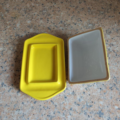 Deruta Italy Maiolica Butter Dish with Lid and Napkin Holder