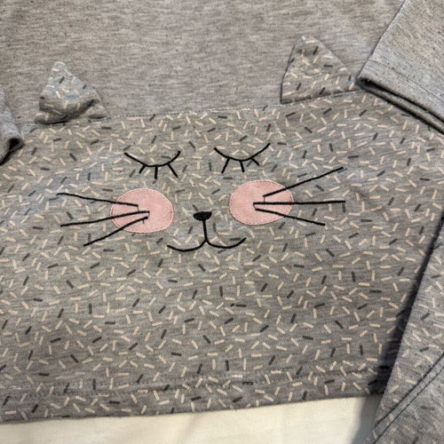 Pajama set used gray with cat design size M