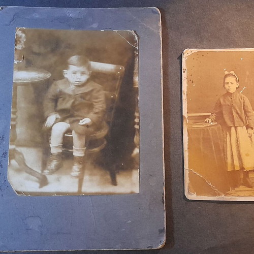 Antique photographs set of 2 used, Cabinet Card and Carte de Visite 1890-1900