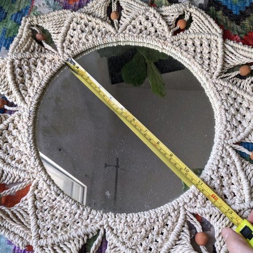 Macrame boho decorative mirror new, round