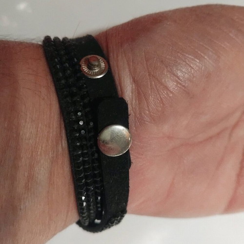 Double bracelet with rhinestones like new, black