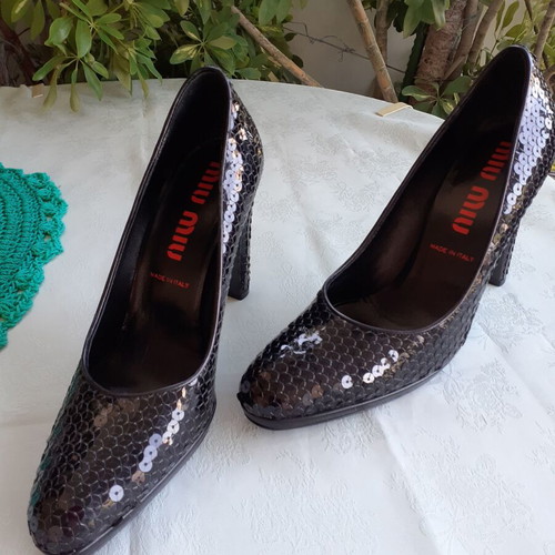 Miu Miu Black Pumps With Sequins New Size 37.5