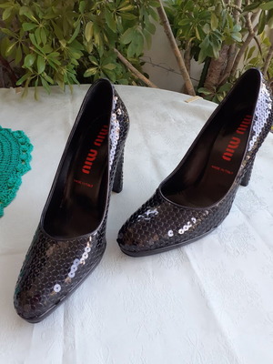 Miu Miu Black Pumps With Sequins New Size 37.5