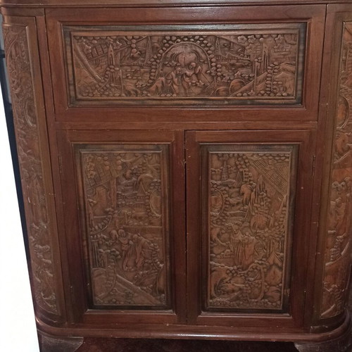 Authentic Chinese Bar Like New With Hand-Carved Details