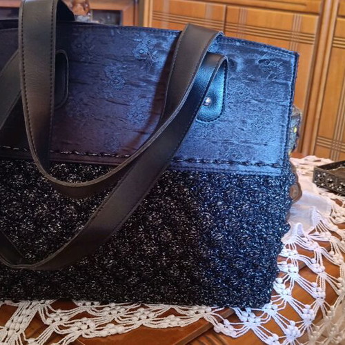 Handmade black A To Z Greek handbag