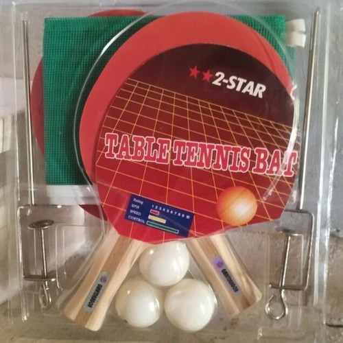 Wooden Ping Pong Set with 2-Star Table Tennis Bats, Net and Balls