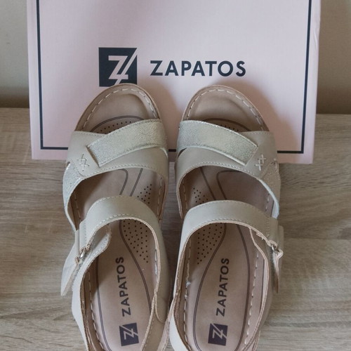 Zapatos beige sandals size 37 like new with anatomical insole