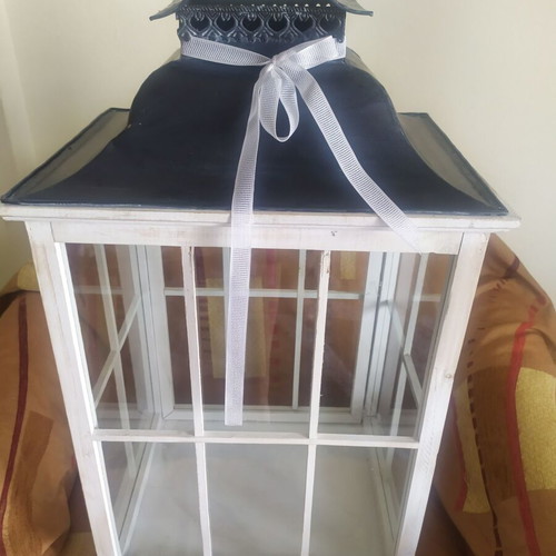Large wooden lantern 74 cm x 38 cm like new