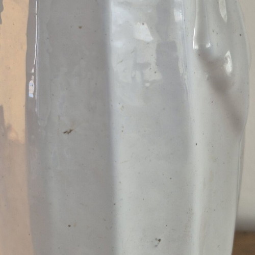 Art Deco White Enameled Cast Iron Cemetery Vases, Pair