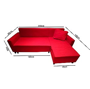 ΚΑΝΑΠΕΣ-ΚΡΕΒΑΤΙ ΜΕ ΑΠΟΘΗΚΕΥΤΙΚΟ ΧΩΡΟ IKEA LUGNVIK (Sofa Bed with Chaise Longue, Red)