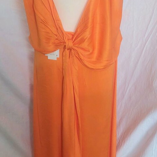 strapless open back dress Sparkly Orange Sequins Mermaid Long Prom Dress main image 1