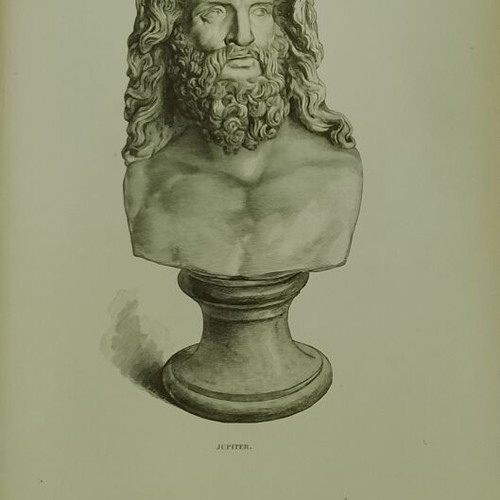 Λιθογραφία 1880 προτομή Δία, 26,5x19 εκ.