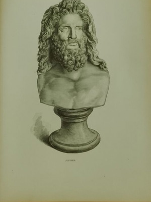 Λιθογραφία 1880 προτομή Δία, 26,5x19 εκ.