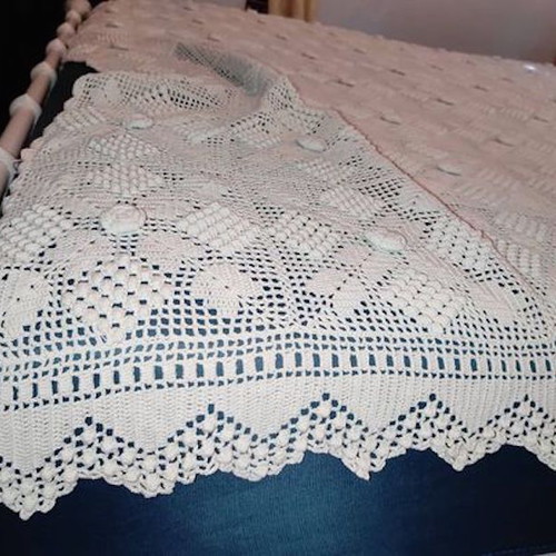 Handmade crocheted blanket used