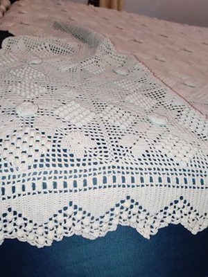 Handmade crocheted blanket used